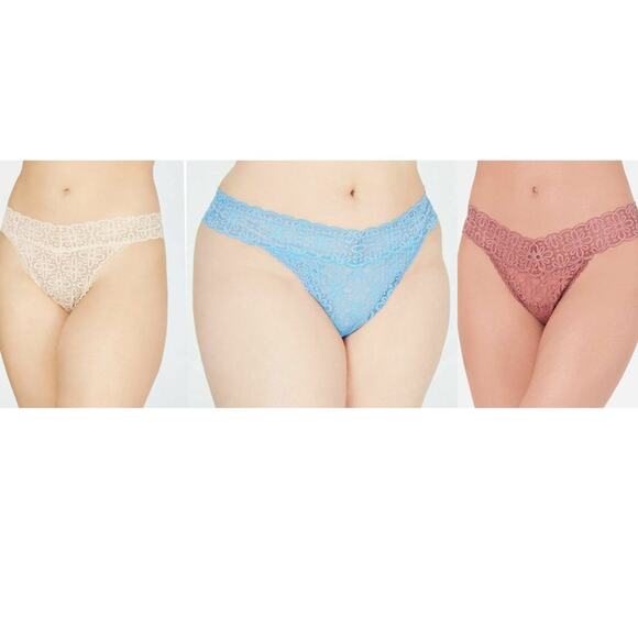 NWT Jenni Plus Size Lace Thong Underwear Pack of 3 One Size - Picture 1 of 9